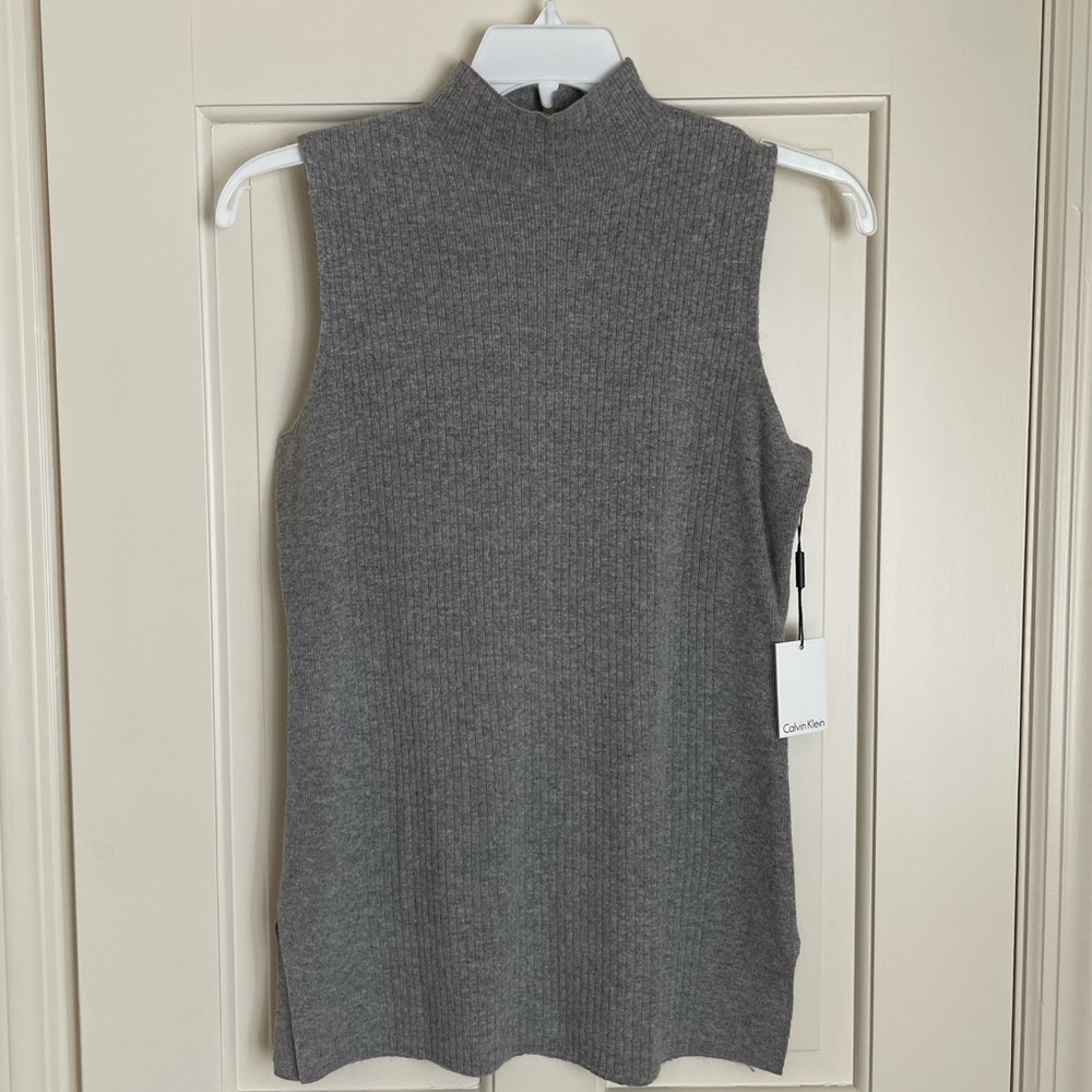 Gray Calvin Klein sleeveless sweater, size small, NWT
